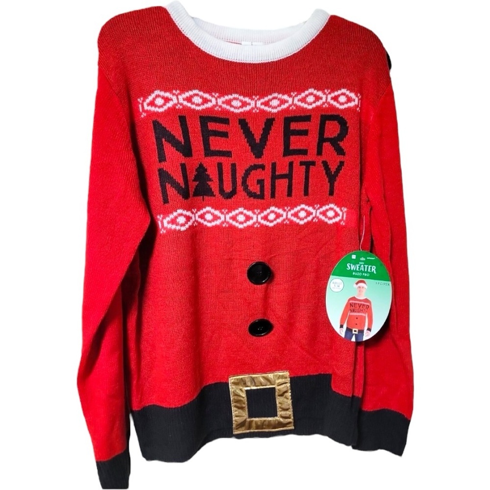 NWT Adult S/M “Never Naughty” Ugly Christmas Sweater
